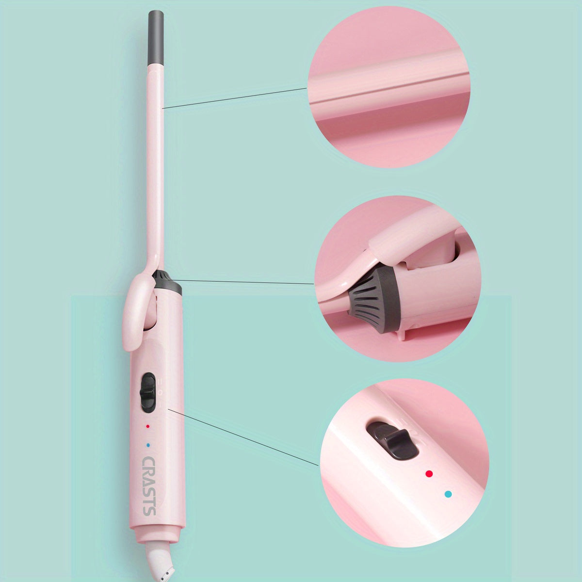 Hair Curling Wand CRASTS Unisex Adult , 9mm-25mm Teddy Bear Waves, Air Bangs, Mini 9mm 16mm 25mm Water Ripple Curls, 58W 220V Type C Plug, No Battery Required