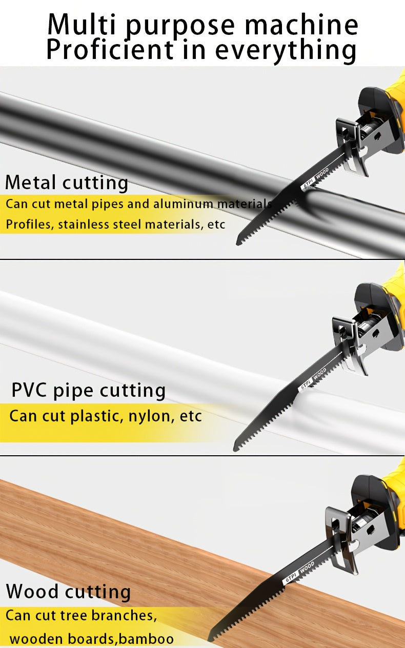Saw Machine ONLY The Wireless Electric Reciprocating Saw Multifunctional Reciprocating Saw Kit Is Suitable for Cutting Wood/metal/PVC, with A Safety Lock Reciprocating Cutting Saw Scene for Cutting Wood And Metal., Cordless Recip