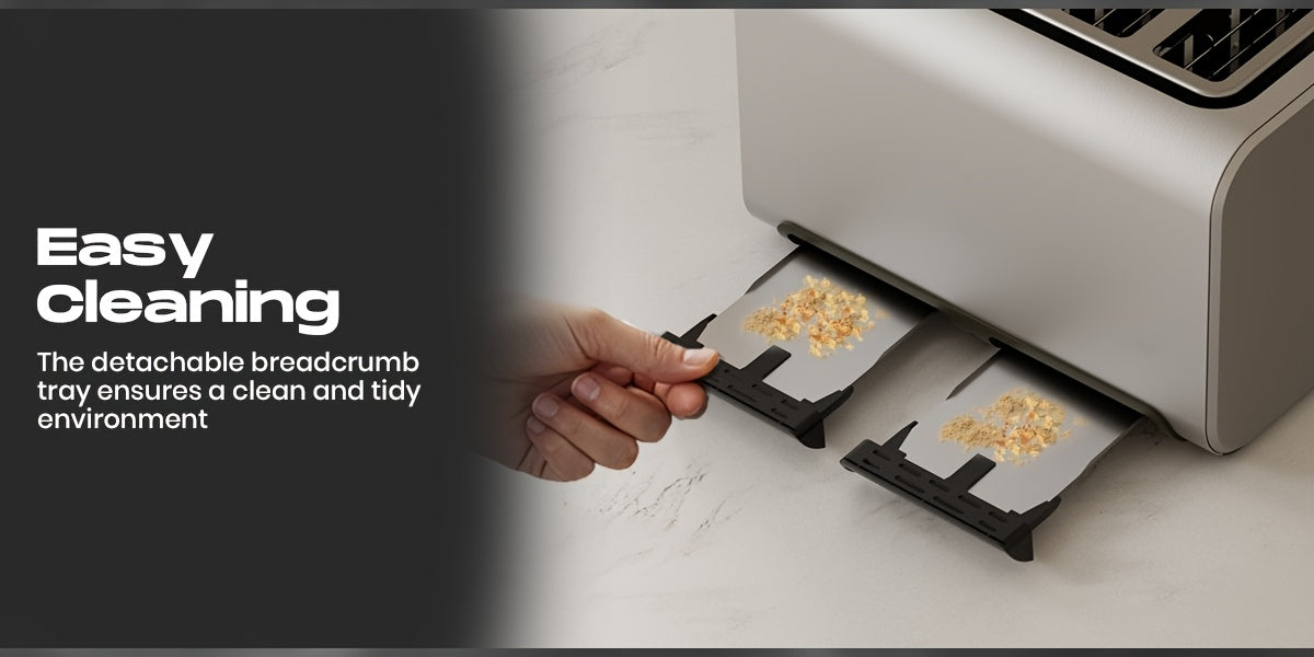 Toaster SUPERLEX 1600W 4-Slice Stainless Steel  | Digital Display | Defrost/Reheat/Cancel | Auto Pop-Up & Crumb Tray | Cord Storage (220-240V EU), Kitchen Appliance, Home Cooking, Sleek Design, Modern Toaster, Durable Construc