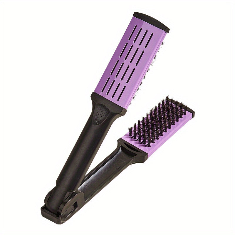 Hair Straightener Clip, Suitable for Buns and Wavy Hairstyles, Soft Bristles, Home Hair Styling Tool, Dual-Use Straightener and Curling Iron Comb for Women and Men