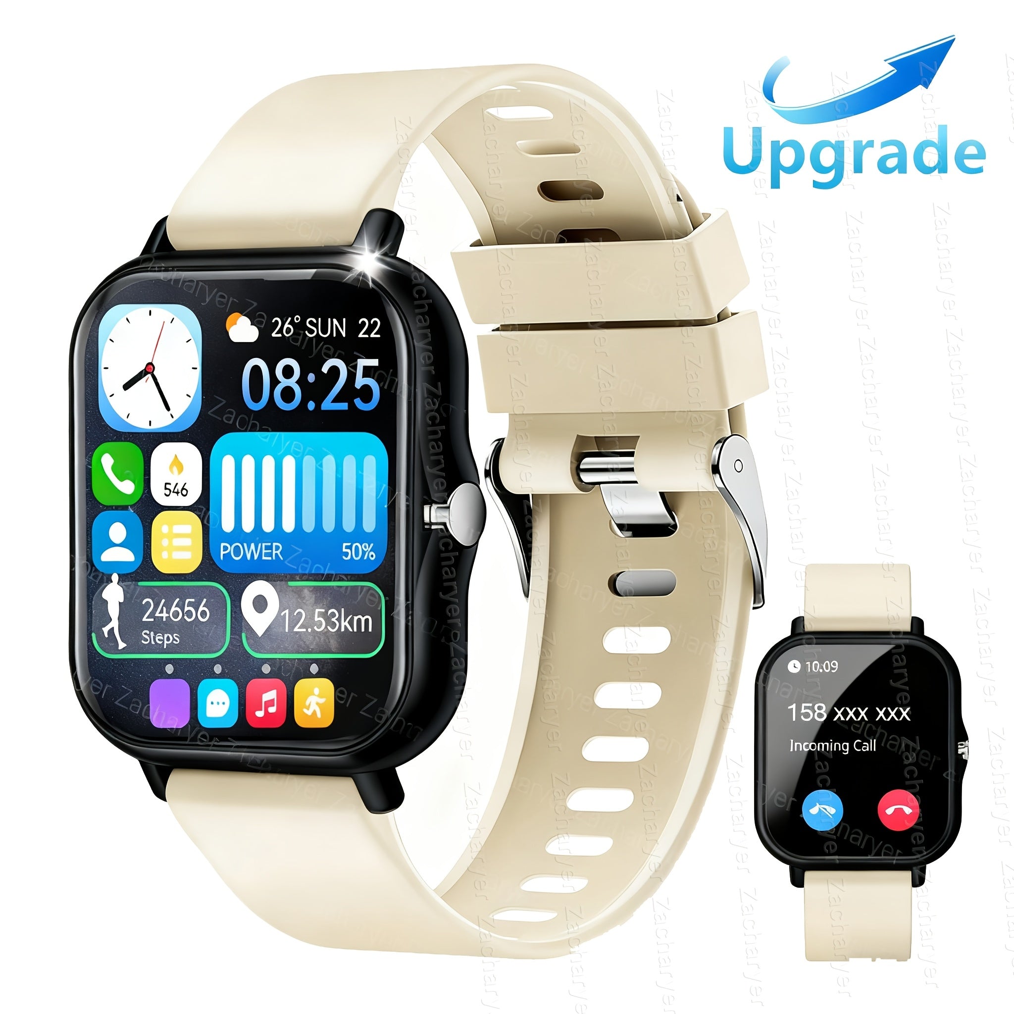 Smart Watch! Zacharyer 2025 Newest  Call/ SMS Notifications with APPs Pop-up Alerts, Multiple Sports Modes, Built in Games, Weather Forecast and Change Wallpapers and other functions, Compatible with iPhone and Android, gift f
