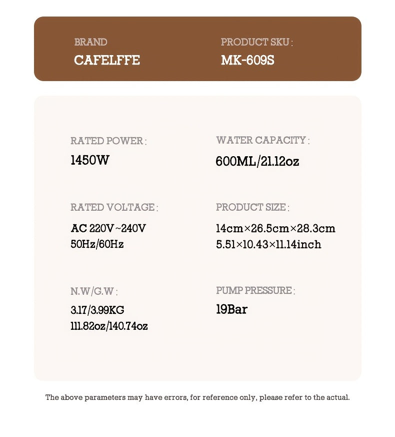 Coffee Machine CAFELFFE 19Bar Automatic Capsule  - Cold & Hot, Nescafe, DG, ESE Pod Compatible, Ground Coffee Option, 1450W, 220-240V, Easy to Clean, European Standard Plug, Perfect for Home Kitchen, Ideal Gift for Halloween,
