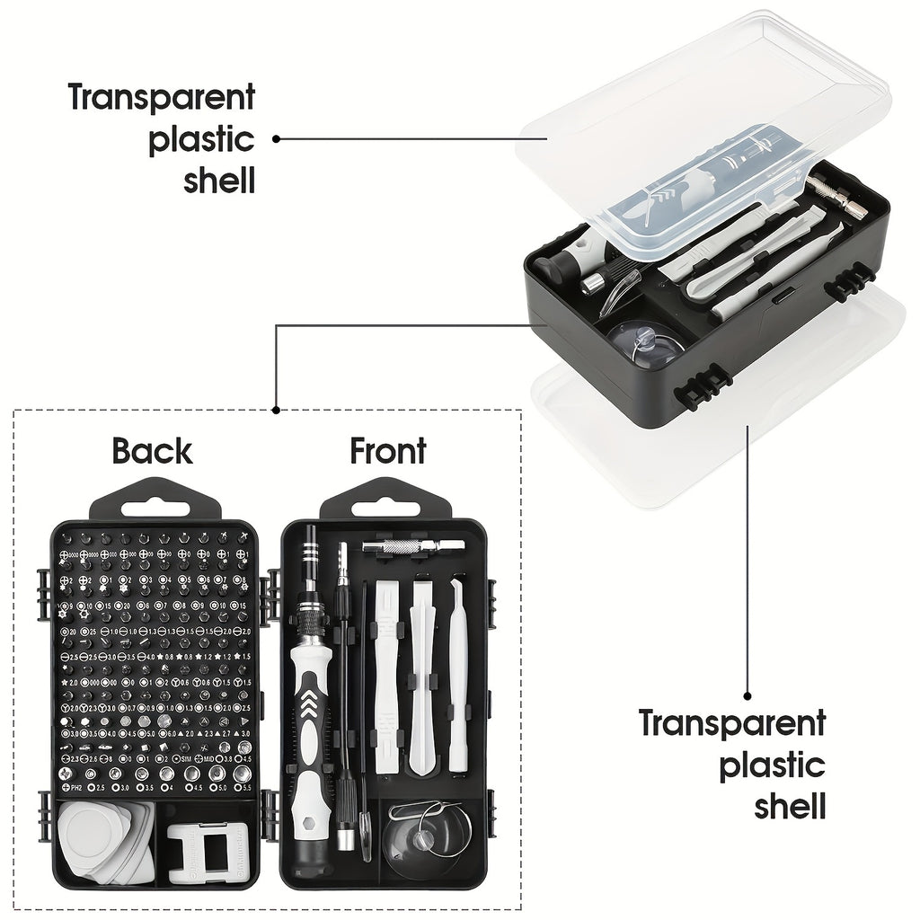 Screwdriver Set 115in 1 Professional , Strong Magnetic Multi-functional Tool Kit with Shaped Drill Bits, Rust Resistant Metal Finish, One-Way Head Style, Ideal for Mechanics - No Assembly Required