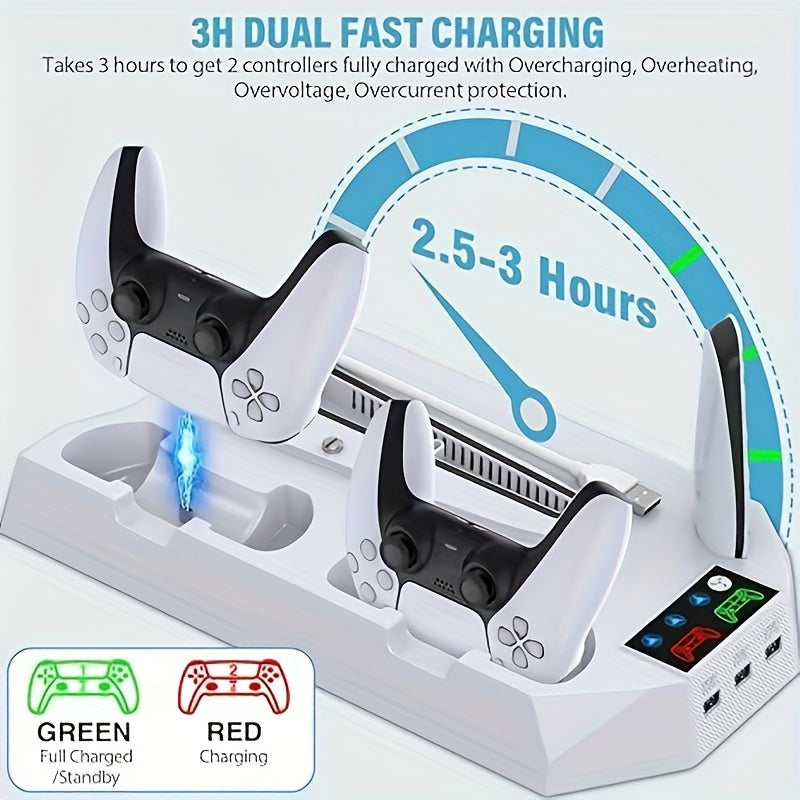 PS5 Slim Stand & Cooling Station with Dual Controller Chargers