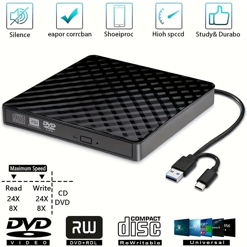 CD/DVD Drive for Laptop Ultra-Slim Portable External