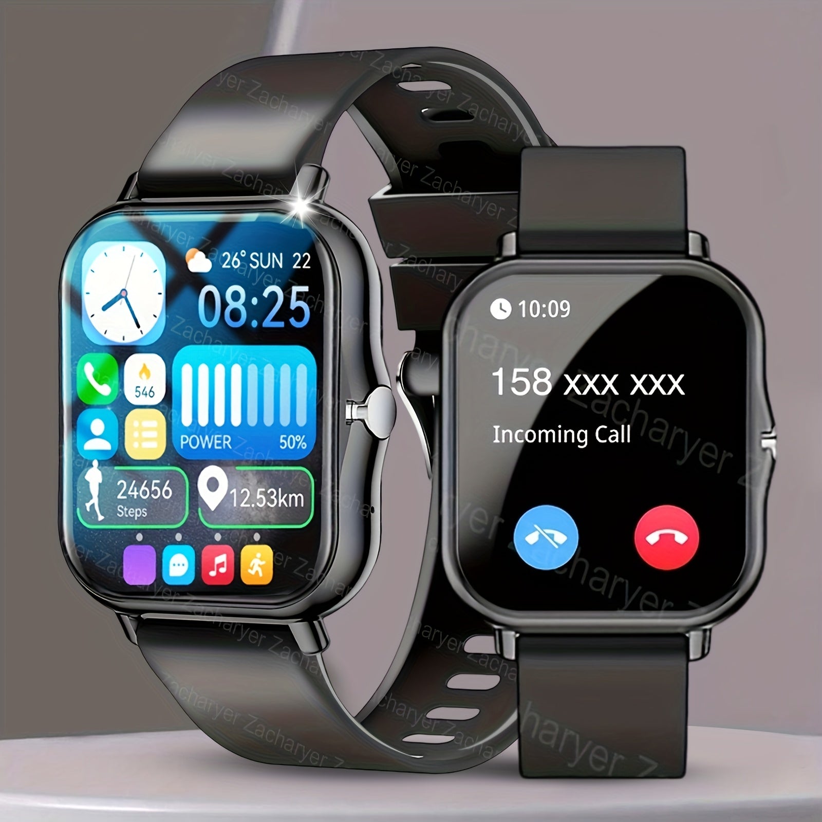 Smart Watch! Zacharyer 2025 Newest  Call/ SMS Notifications with APPs Pop-up Alerts, Multiple Sports Modes, Built in Games, Weather Forecast and Change Wallpapers and other functions, Compatible with iPhone and Android, gift f