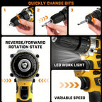 Drill Set Wireless . The New Impact Drill Is Equipped With A 3/8-inch Keyless Chuck And A Work Light