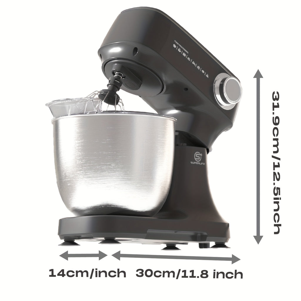 Mixer Food Processor 800 W SUPERLEX with 4.5L Stainless Steel Bowl - Professional Kneading Machine with 10 Speeds, Dough Hook, Whisk & Scraper - Stand Mixer for Bread, Cakes & More