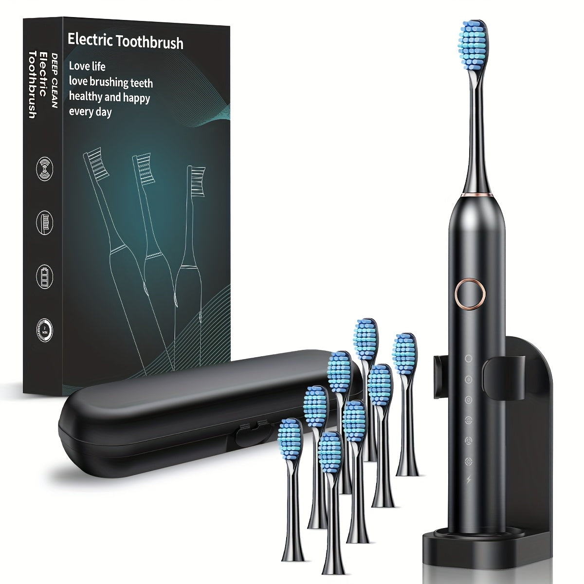 Toothbrush for Adults, Smart Fully Automatic Electric Unisex, Black White Pink