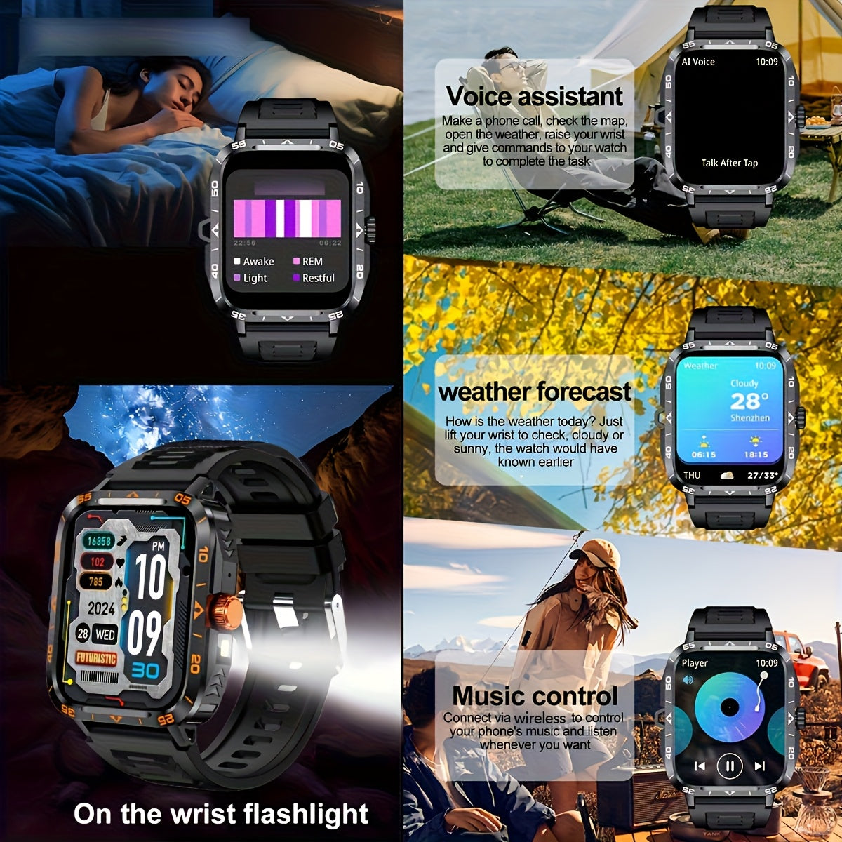 Smartwatch 2024 New , IP67, LED Display, Altitude Gauge, Barometer, 100+ Sports Modes, 300mAh Battery, Multimedia Information Viewing, Weatherometer, Pedometer, Fitness Tracker, Wireless 5.0, Android/iOS Compatible, with Call/