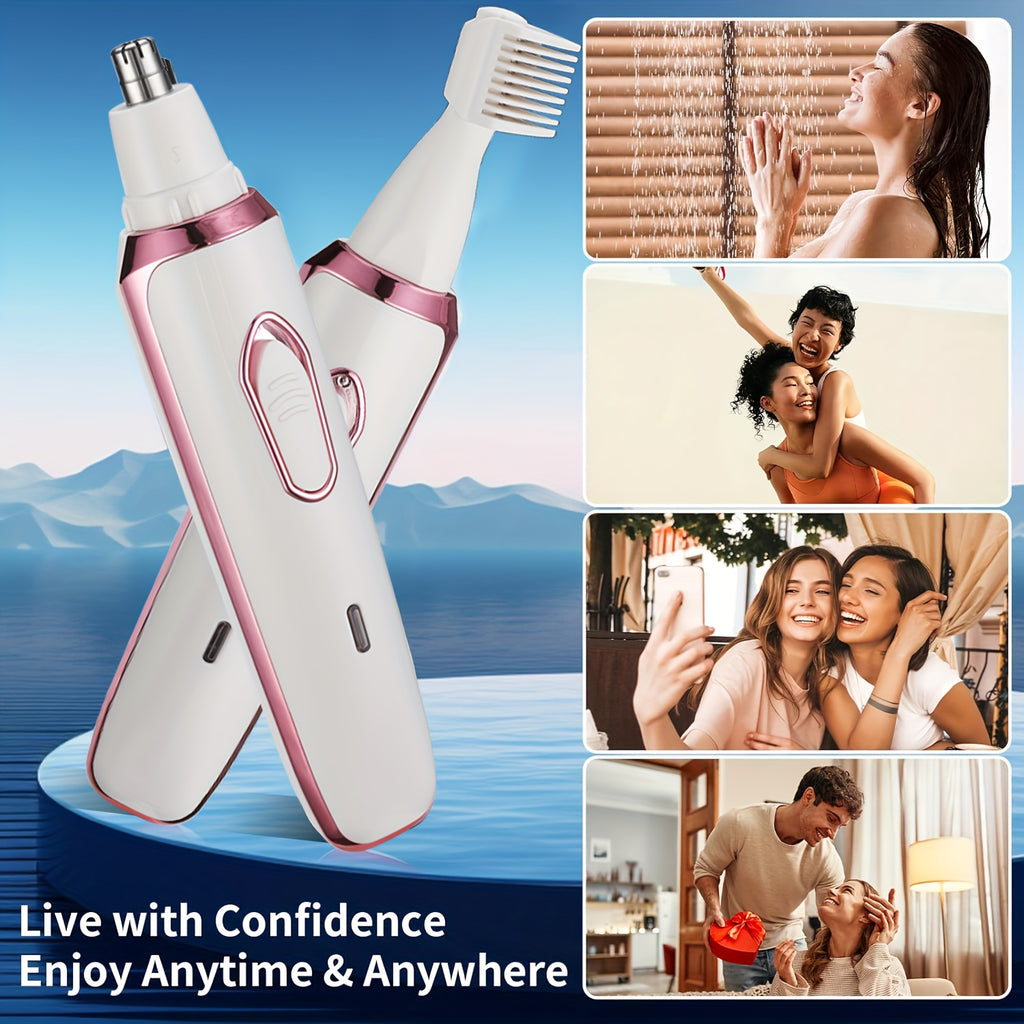 Hair Remover 4in1 Women's Electric  Multifunctional Women's Electric Shaver Trimmer Set Bikini Line Trimmer for Women USB Rechargeable for Eyebrows, Nose, Face Legs Hair Removal Portable Gentle Perfect Gift for Women