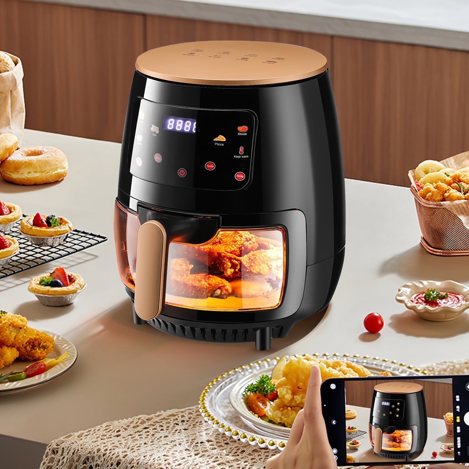 Air Fryer 6L with LED Touchscreen – 1700W Oil-Free Cooker