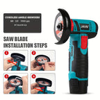 JAVN 12V Cordless Angle Grinder - 19500 RPM Powerful Electric Grinding & Polishing Machine