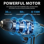 Drill 12V Cordless Drill & Electric Screwdriver Set with 22pcs Accessories, 2, 45Nm High Torque, 25+1 Speed Settings, 2-Speed/ Lithium-Ion Combi Drill, LED Work Light for Home DIY, Carpentry, Renovation (Heavy