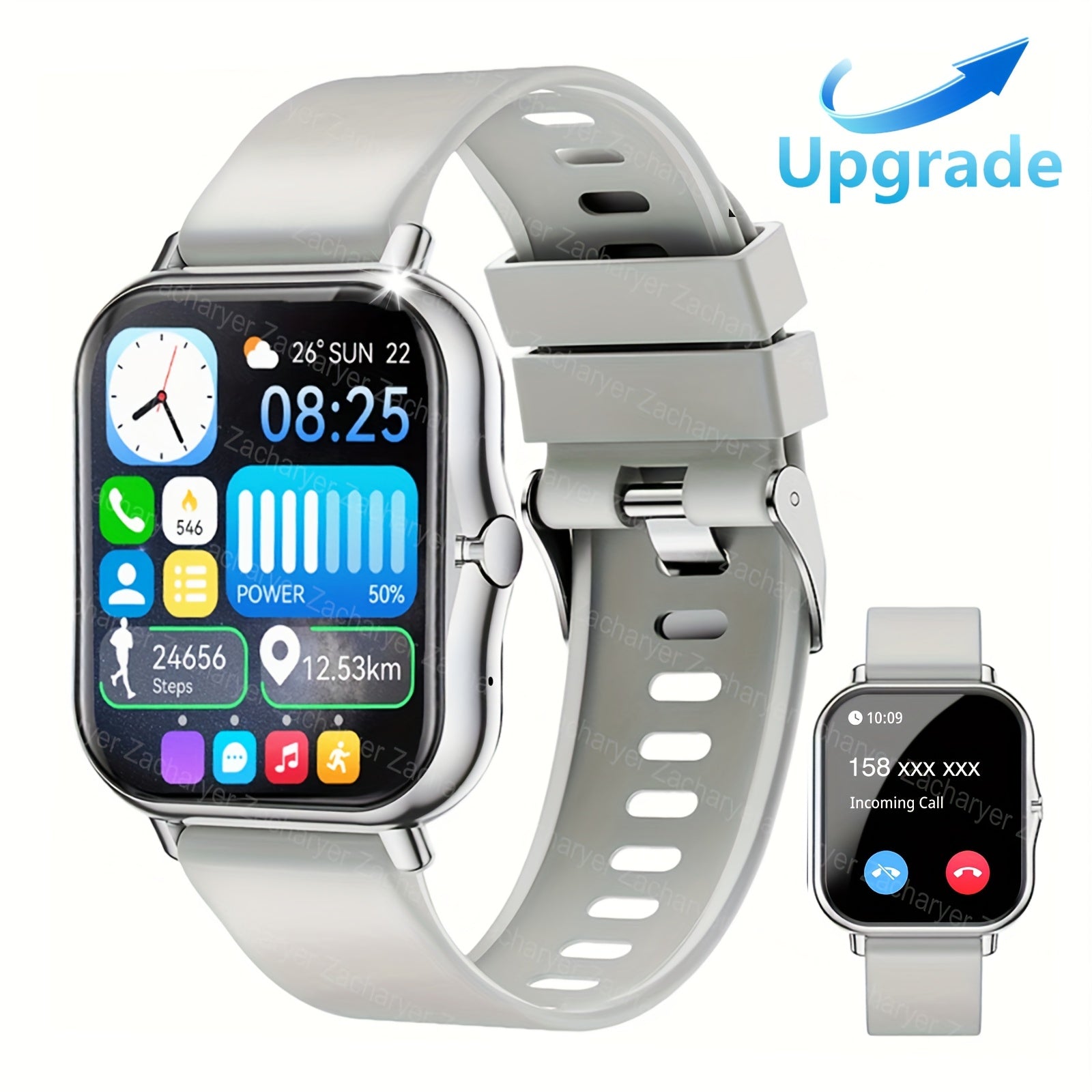 Smart Watch! Zacharyer 2025 Newest  Call/ SMS Notifications with APPs Pop-up Alerts, Multiple Sports Modes, Built in Games, Weather Forecast and Change Wallpapers and other functions, Compatible with iPhone and Android, gift f