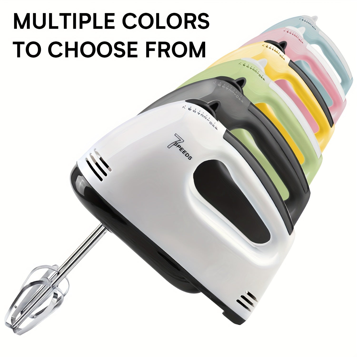 Mixer PANCERKA 7-Speed Handheld Electric Whisk Mixer - Durable Metal, 220V Plug, Multiple Color Options (White, Black, Yellow, Green, Pink, Blue), Perfect for Baking & Food Preparation, Kitchen Mixer | Modern Kitchen Mixer | Durabl