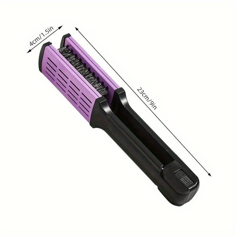 Hair Straightener Clip, Suitable for Buns and Wavy Hairstyles, Soft Bristles, Home Hair Styling Tool, Dual-Use Straightener and Curling Iron Comb for Women and Men
