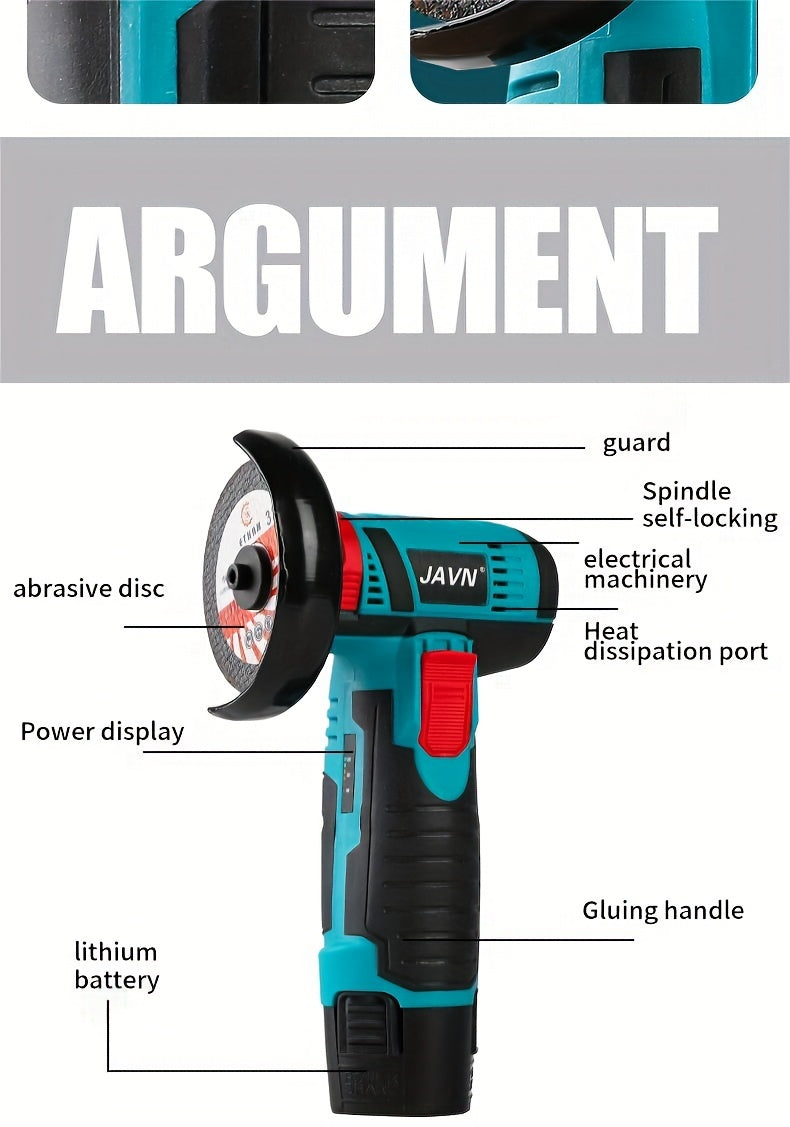 JAVN 12V Cordless Angle Grinder - 19500 RPM Powerful Electric Grinding & Polishing Machine