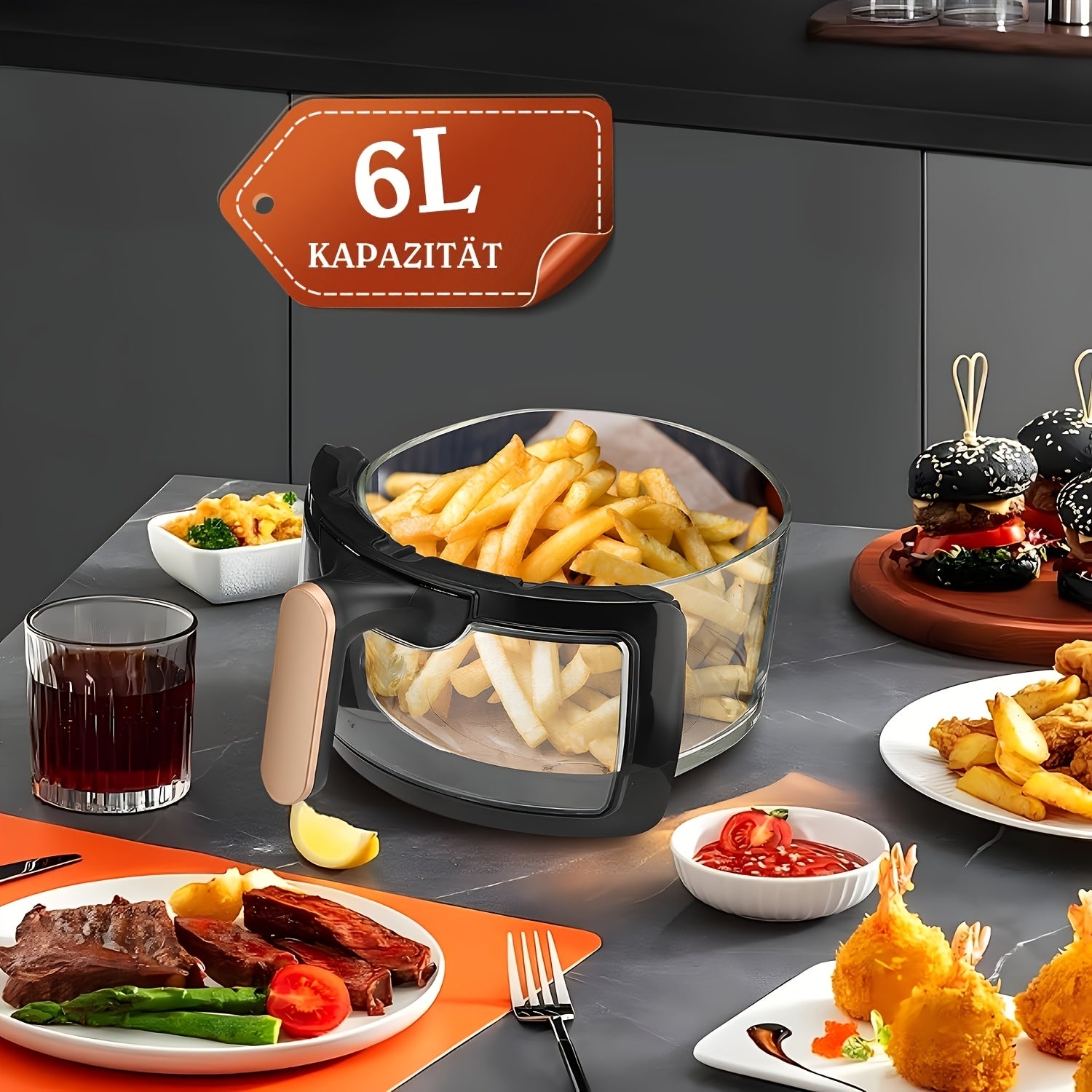 Air Fryer 6L with LED Touchscreen – 1700W Oil-Free Cooker