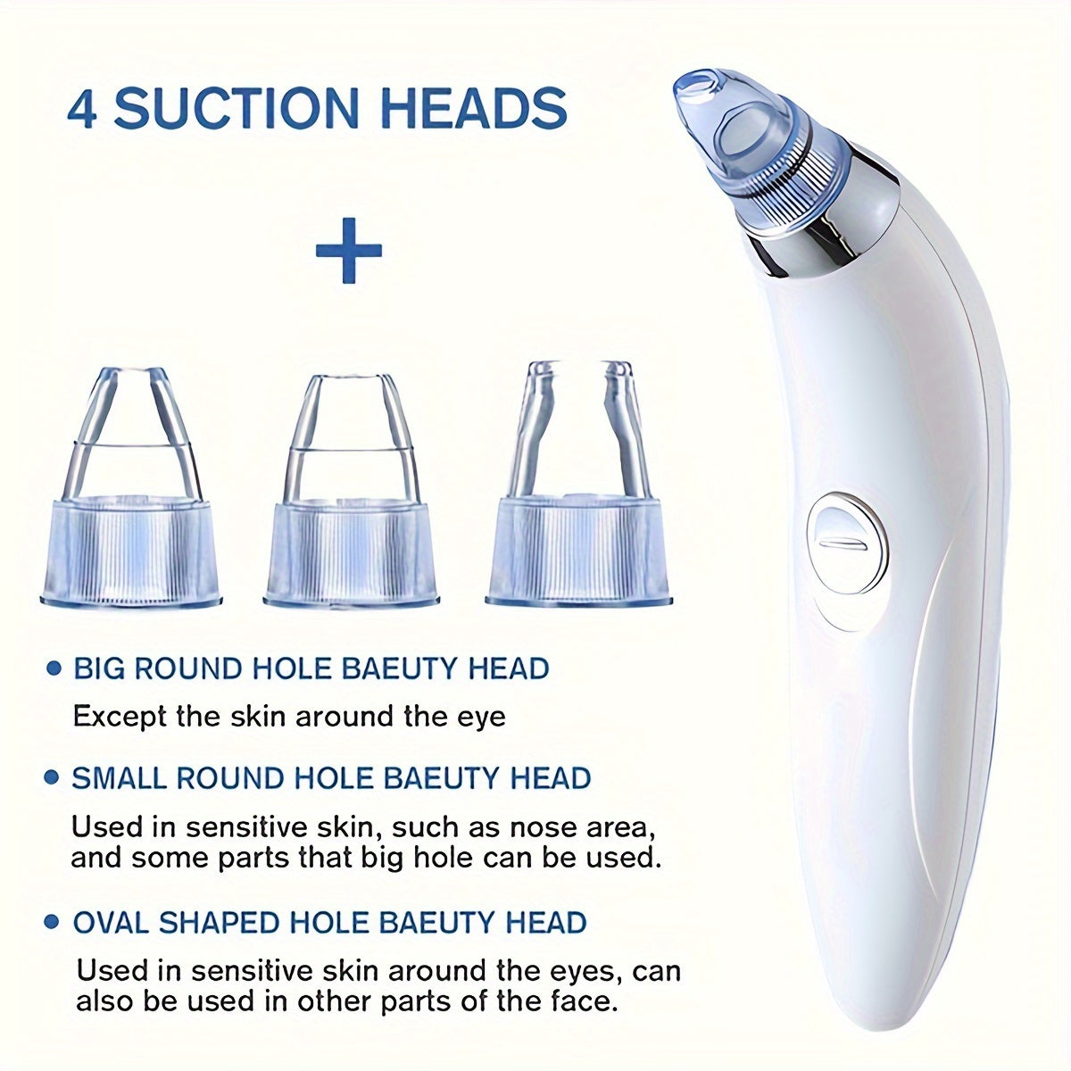 Blackhead clean GENAI  Beauty Meter - Portable Facial Pore Cleaner with 4 Probes, Gentle and Safe Cleansing for Men and Women, Battery-Operated (Batteries Not Included)