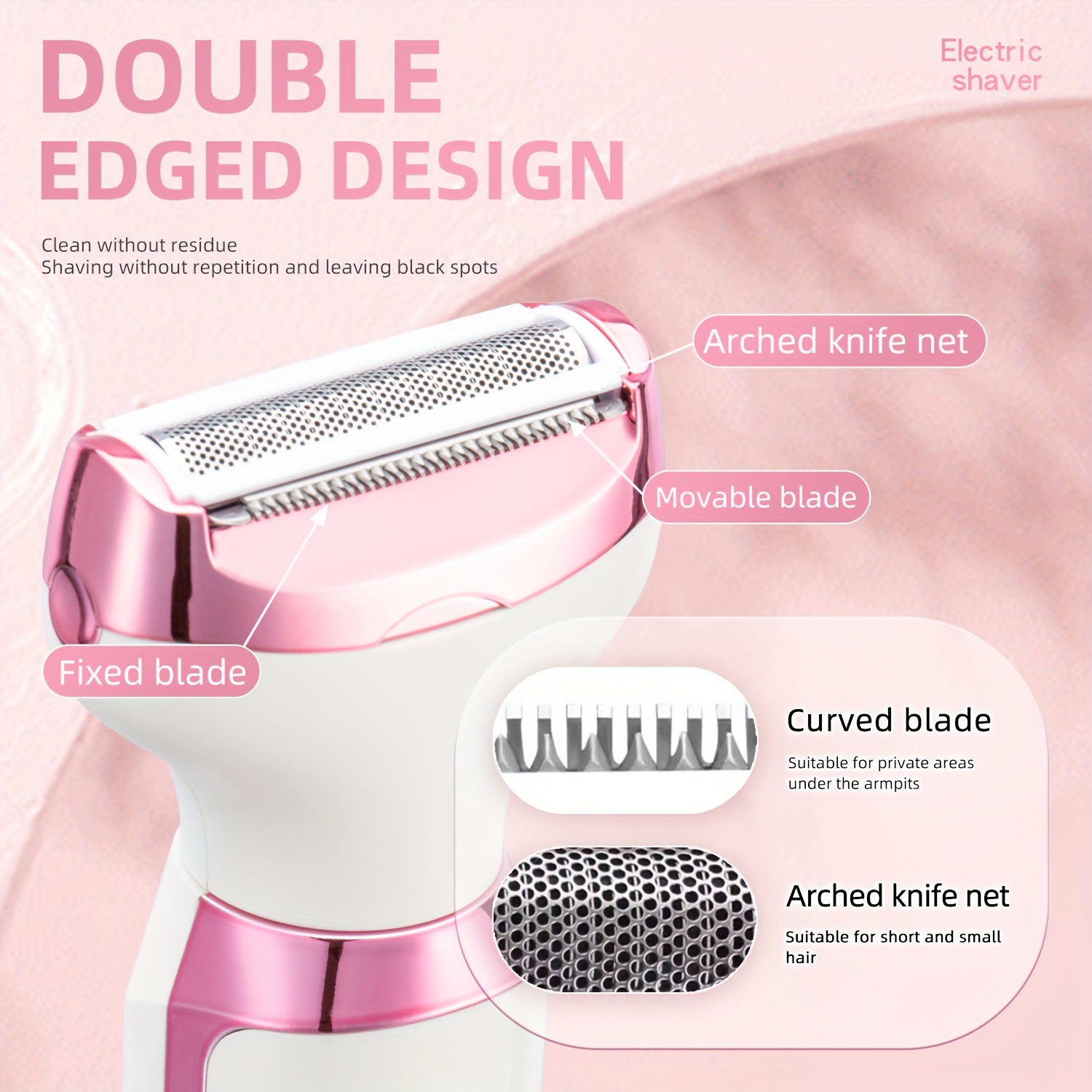 Hair Remover 4in1 Women's Electric  Multifunctional Women's Electric Shaver Trimmer Set Bikini Line Trimmer for Women USB Rechargeable for Eyebrows, Nose, Face Legs Hair Removal Portable Gentle Perfect Gift for Women