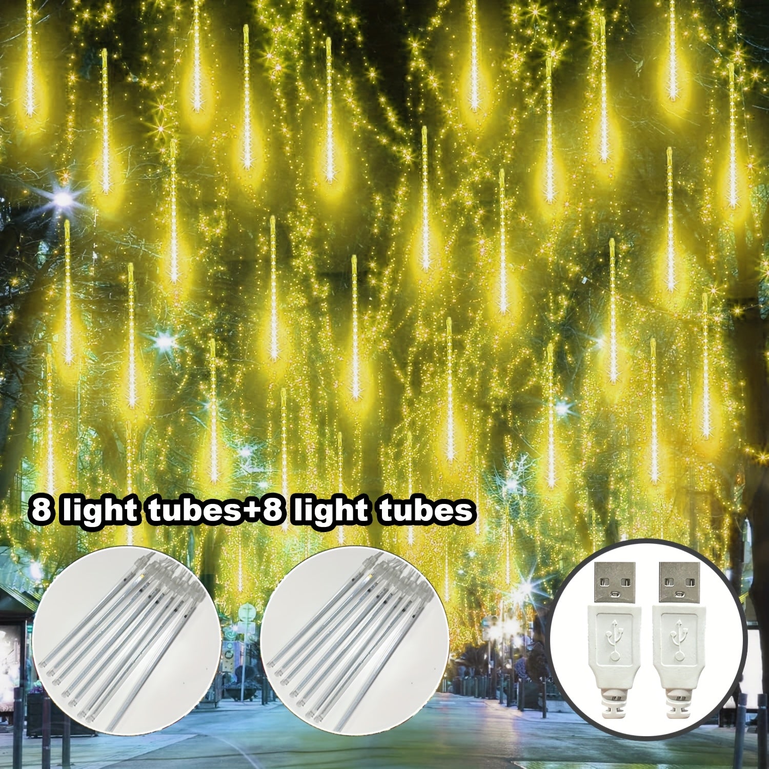 Light 1/2pcs 5.0/10.0meter 8/16 tube meteor shower light, USB power supply