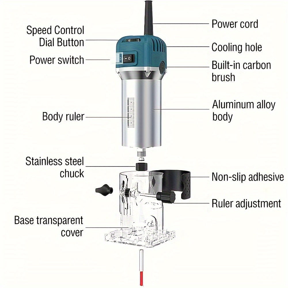 Trimmer High-Power Electric Hand  - Copper Body, Industrial Grade Tool with US Plug