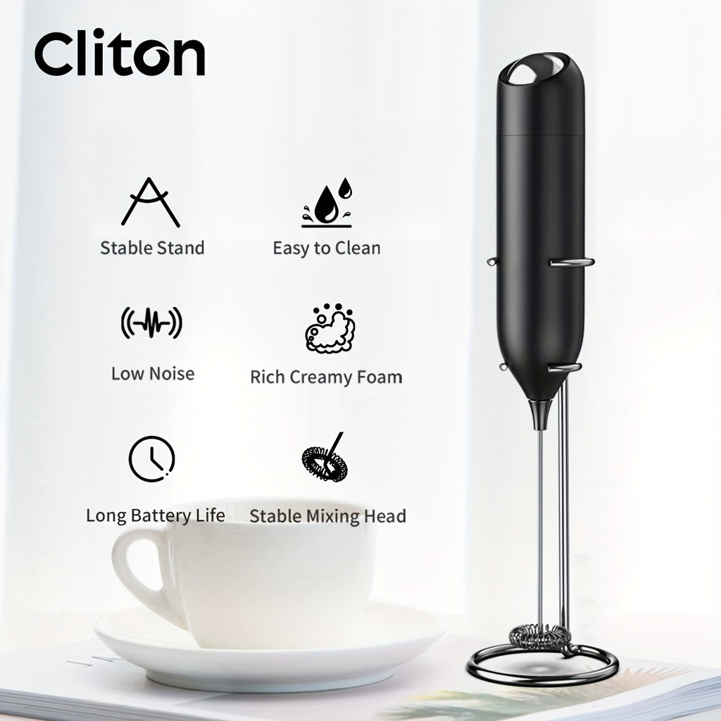 Frother 1pc Powerful Electric Milk Frother Handheld with Stainless Steel Stand, Battery Powered Mixer for Coffee, Smoothies, Latte, Matcha, Hot Chocolate, Mini Hand Blender 2025 Edition, Kitchen Gift, New Year Present, Valentine'S Da