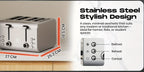 Toaster SUPERLEX 1600W 4-Slice Stainless Steel  | Digital Display | Defrost/Reheat/Cancel | Auto Pop-Up & Crumb Tray | Cord Storage (220-240V EU), Kitchen Appliance, Home Cooking, Sleek Design, Modern Toaster, Durable Construc
