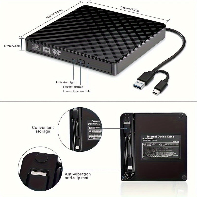CD/DVD Drive for Laptop Ultra-Slim Portable External