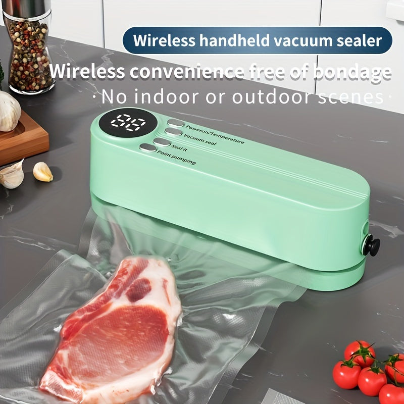 Vacuum Sealer Kit Compact USB  with Digital Display - Fast Seal, Includes Pump and Airtight Bags, Ideal for Food Preservation, Snacks, Meat, Fruits & Vegetables - Space-Saving Design, 36V Vacuum Sealing Machine