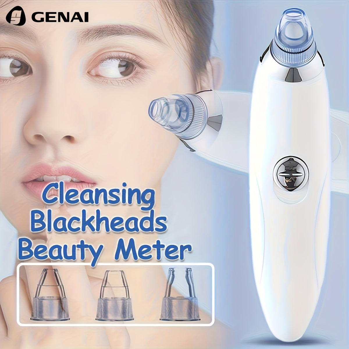 Blackhead clean GENAI  Beauty Meter - Portable Facial Pore Cleaner with 4 Probes, Gentle and Safe Cleansing for Men and Women, Battery-Operated (Batteries Not Included)