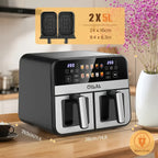 Air Fryer 9/10L Dual Zone  with Visual Window, 8 Pre-Programmed Menus Smart Cooking