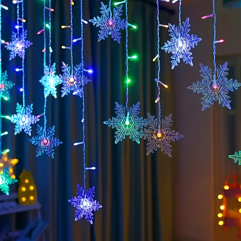 Light String 1pc YETHKE Snowflake Curtain Light, 96 LED USB Powered Fairy   with 8 Modes