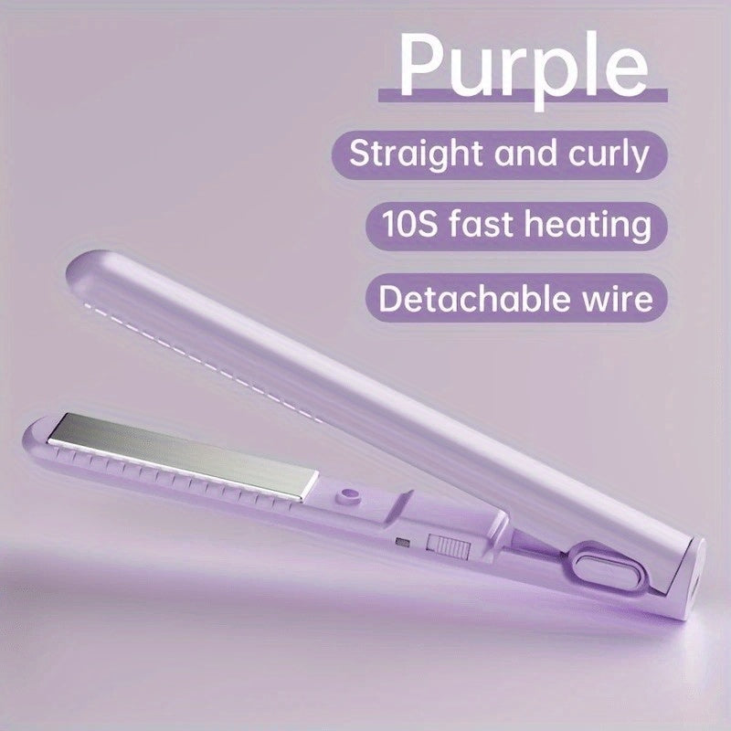 Straightener and Curler 2-in-1 , USB-Powered Mini Styler, Dual Use, Heat-Resistant, Portable Travel, Frizz-Free, Shiny & Smooth – Multi-Func