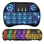Keyboard i8 2.4G Mini wireless with touchpad &7-color Backlit, plug and play, Super cool design,Perfect for Android TV Box, Smart TV, Projector, PS3, and more!