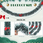 Garland 7.92meter Vintage Tinsel Christmas  with Red Bows