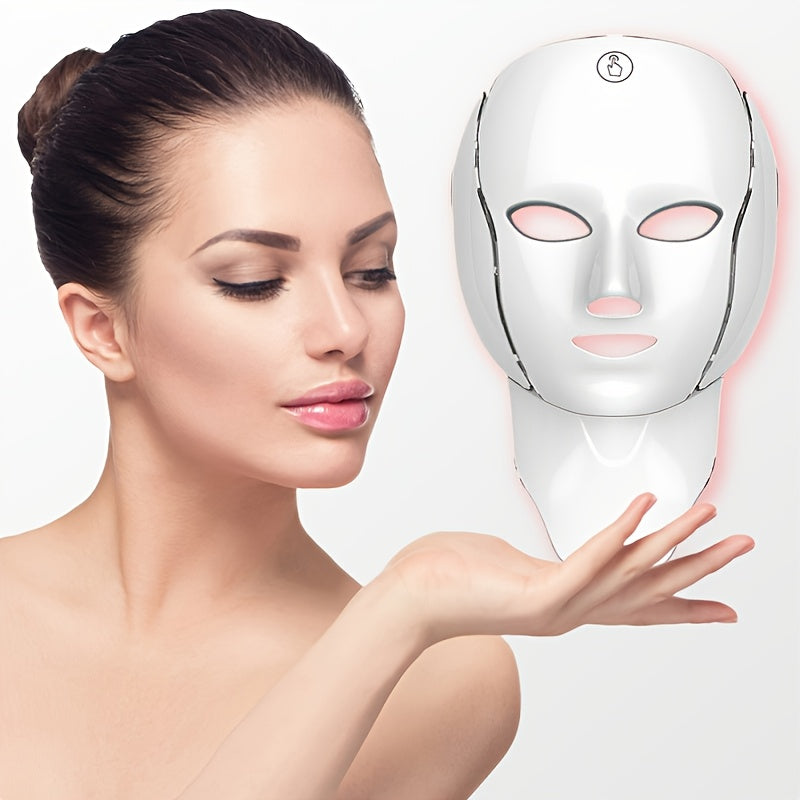 Facial Mask Beauty Device 138-Bead LED , 7-in-1 Face & Neck Care Tool with 7 Modes – Perfect for Home Use and Travel, Salon-Quality Skincare