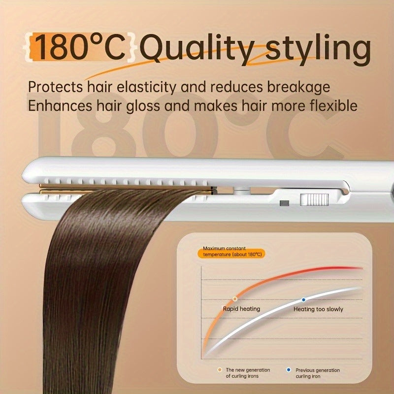 Straightener and Curler 2-in-1 , USB-Powered Mini Styler, Dual Use, Heat-Resistant, Portable Travel, Frizz-Free, Shiny & Smooth – Multi-Func