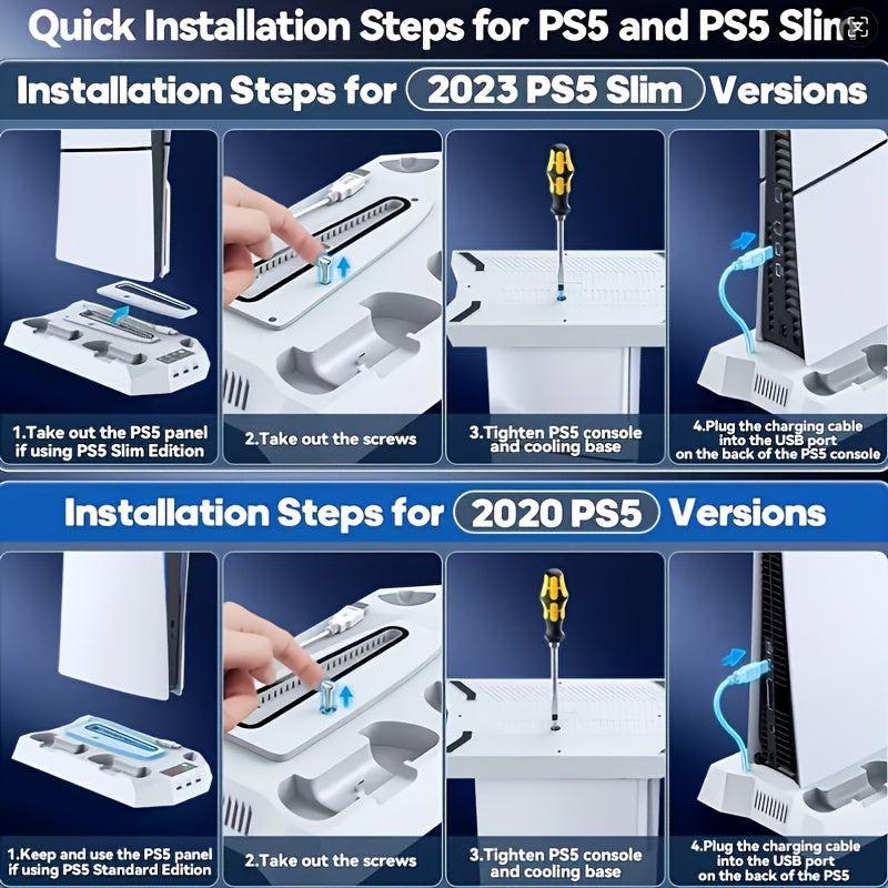 PS5 Slim Stand & Cooling Station with Dual Controller Chargers