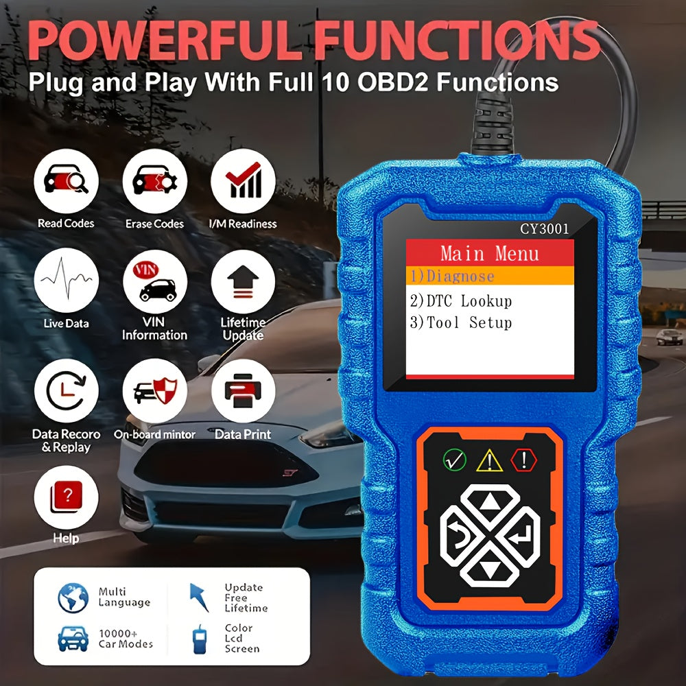 Scanner CY3001 Car OBD2  Reader Engine Fault Scanner CAN Diagnostic Tool for All OBD II Protocol Cars Since 1996, Without Battery