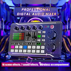 Sound Card USB-Powered Live  with Audio Interface, DJ Mixer Effects, Voice Changer, Rechargeable 1200mAh Lithium Battery, for Streaming, Podcasting, Gaming - Studio Equipment
