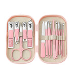 Nail & Foot Care Set  14pcs Stainless Steel with Plastic Storage Case - 3 Colors (Pink, Blue, White) - Heavy-Duty Manicure & Pedicure Kit with Scissors, Cuticle Pusher, Nail File, Cuticle Nipper, Remover, Cuticle Trimmer, Nail