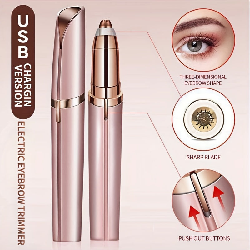 Eyebrow Trimmer for Men & Women -USB- Electric  Automatic Hair Removal Pen with Stainless Steel Blade