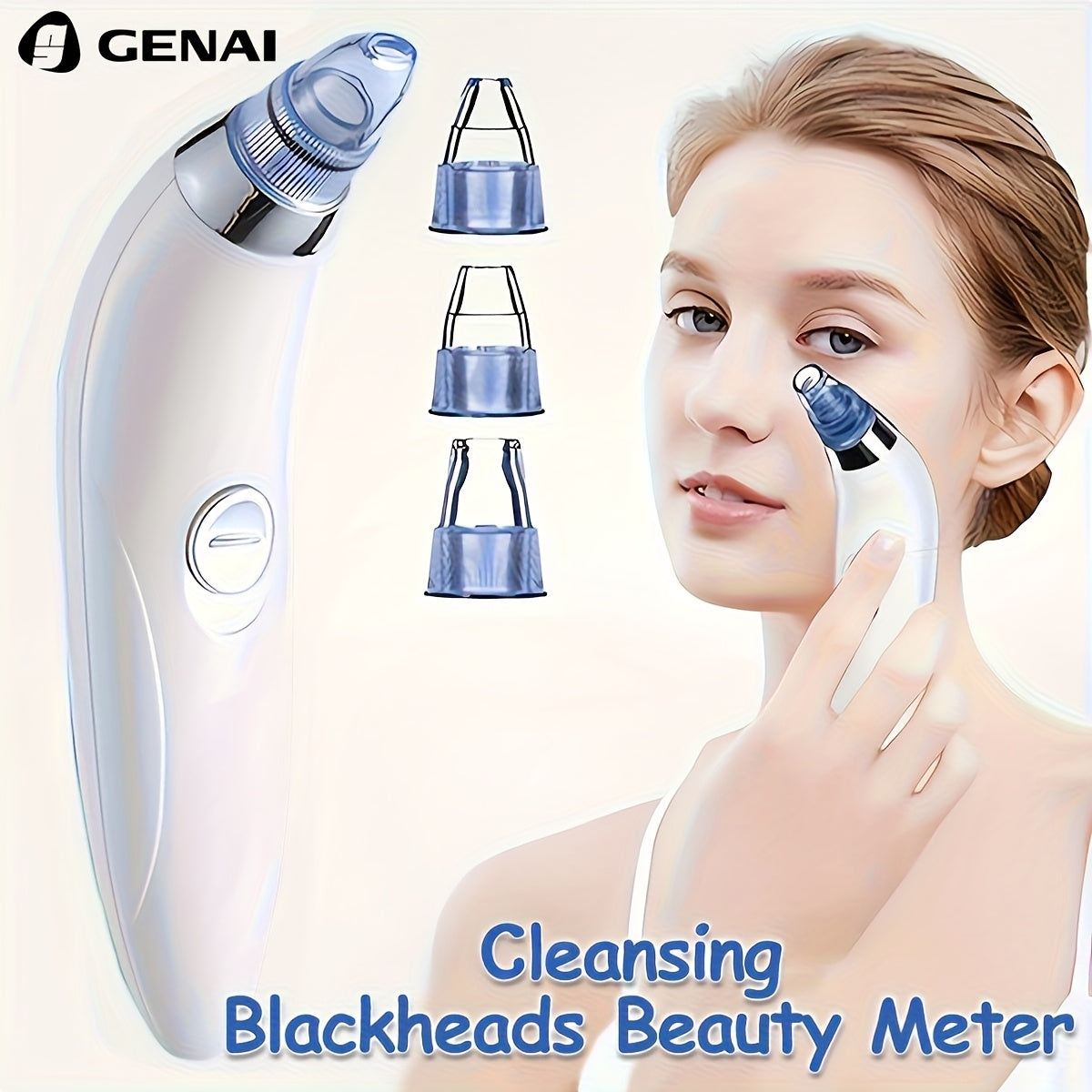 Blackhead clean GENAI  Beauty Meter - Portable Facial Pore Cleaner with 4 Probes, Gentle and Safe Cleansing for Men and Women, Battery-Operated (Batteries Not Included)