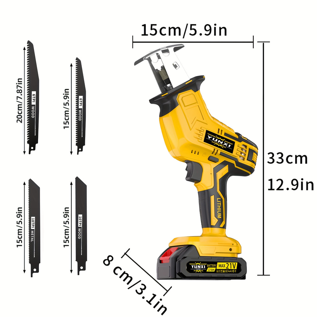 Saw Machine ONLY The Wireless Electric Reciprocating Saw Multifunctional Reciprocating Saw Kit Is Suitable for Cutting Wood/metal/PVC, with A Safety Lock Reciprocating Cutting Saw Scene for Cutting Wood And Metal., Cordless Recip