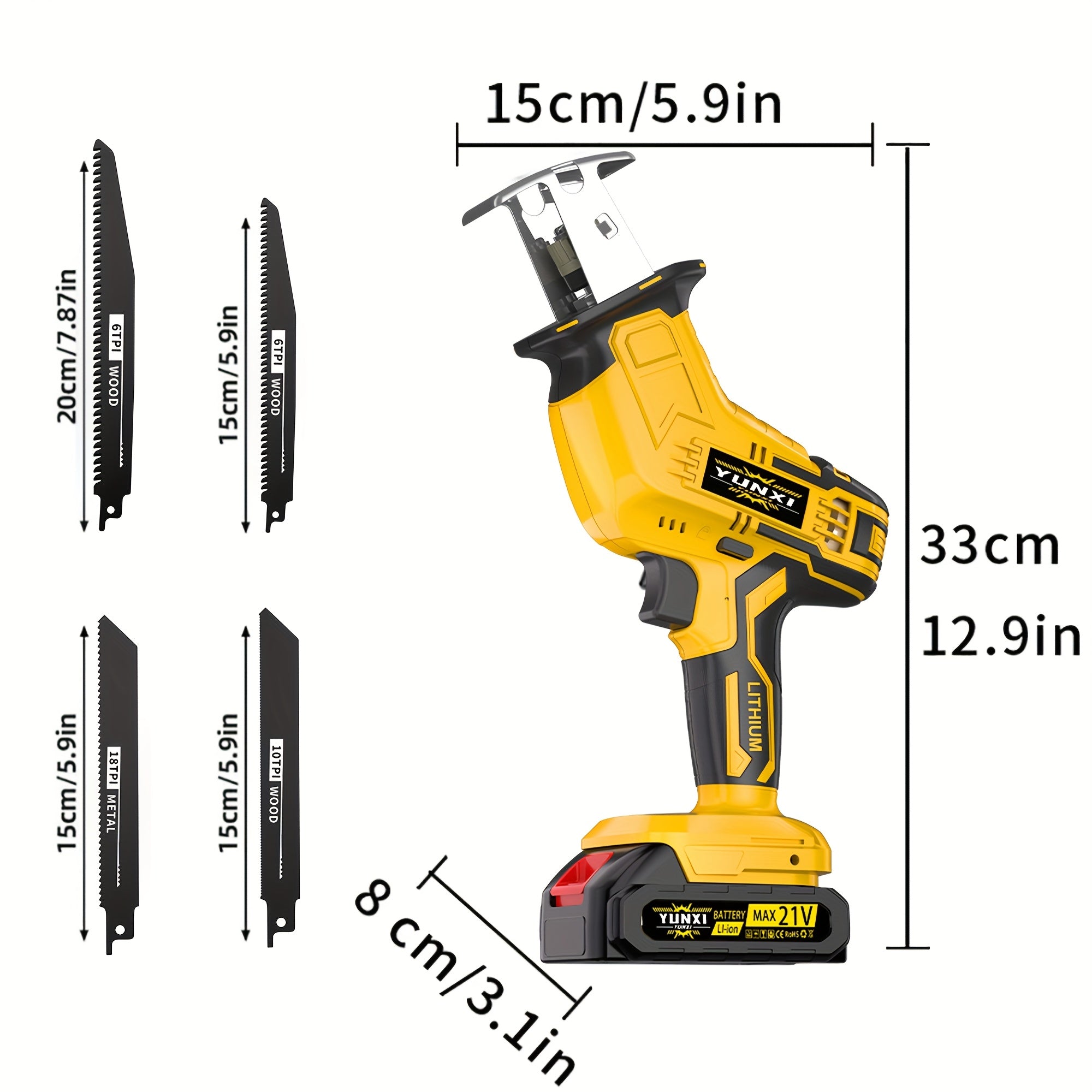 Saw Machine ONLY The Wireless Electric Reciprocating Saw Multifunctional Reciprocating Saw Kit Is Suitable for Cutting Wood/metal/PVC, with A Safety Lock Reciprocating Cutting Saw Scene for Cutting Wood And Metal., Cordless Recip