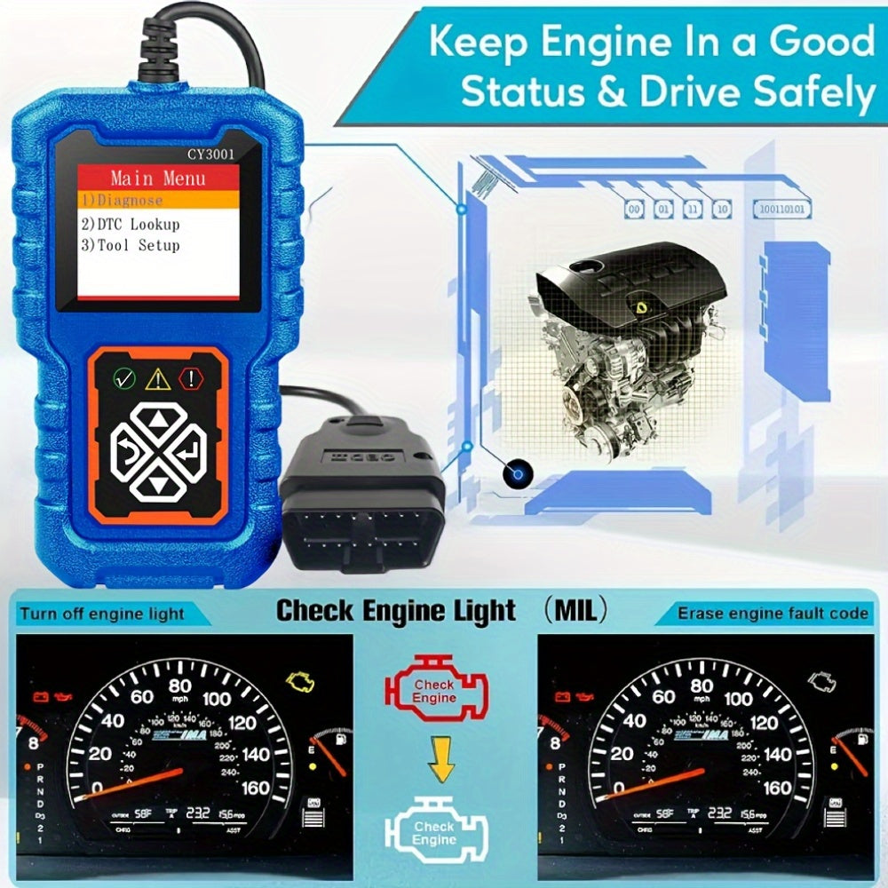 Scanner CY3001 Car OBD2  Reader Engine Fault Scanner CAN Diagnostic Tool for All OBD II Protocol Cars Since 1996, Without Battery