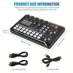 Sound Card USB-Powered Live  with Audio Interface, DJ Mixer Effects, Voice Changer, Rechargeable 1200mAh Lithium Battery, for Streaming, Podcasting, Gaming - Studio Equipment