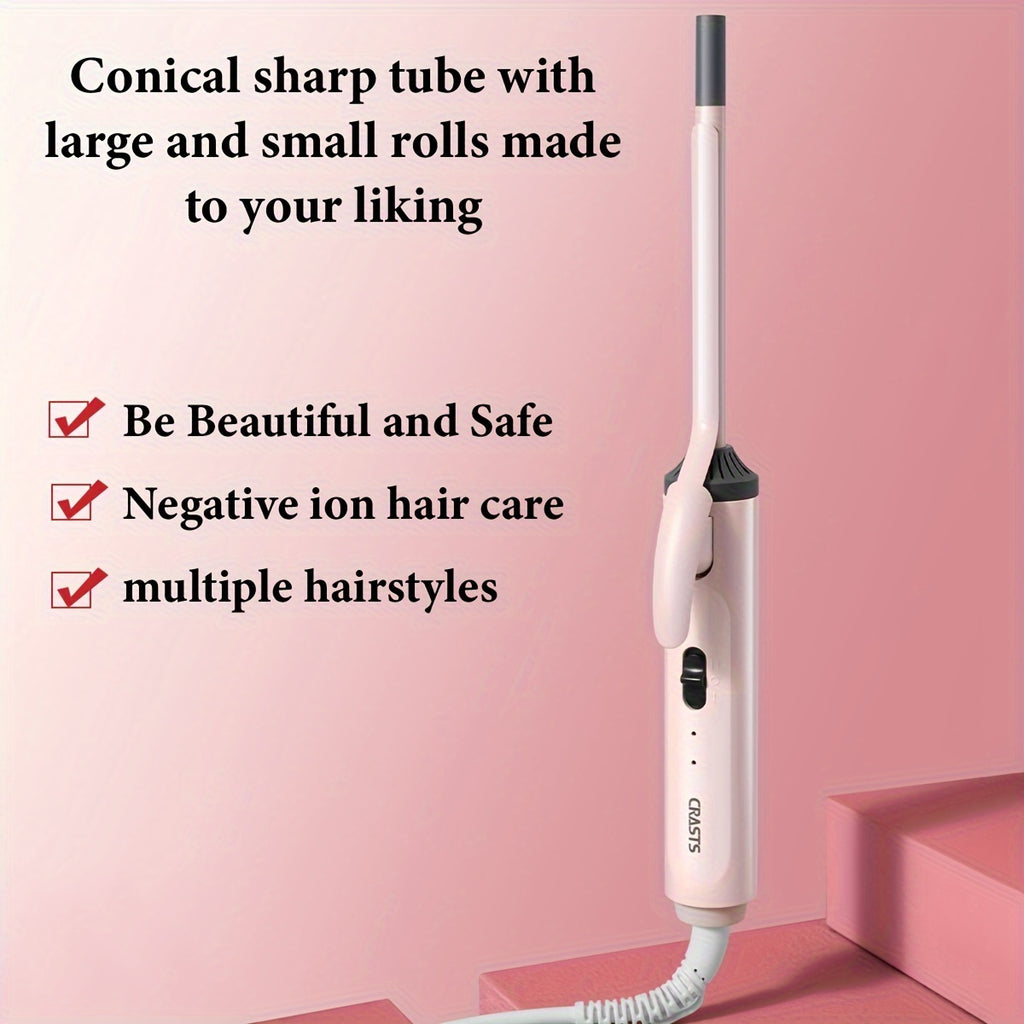 Hair Curling Wand CRASTS Unisex Adult , 9mm-25mm Teddy Bear Waves, Air Bangs, Mini 9mm 16mm 25mm Water Ripple Curls, 58W 220V Type C Plug, No Battery Required